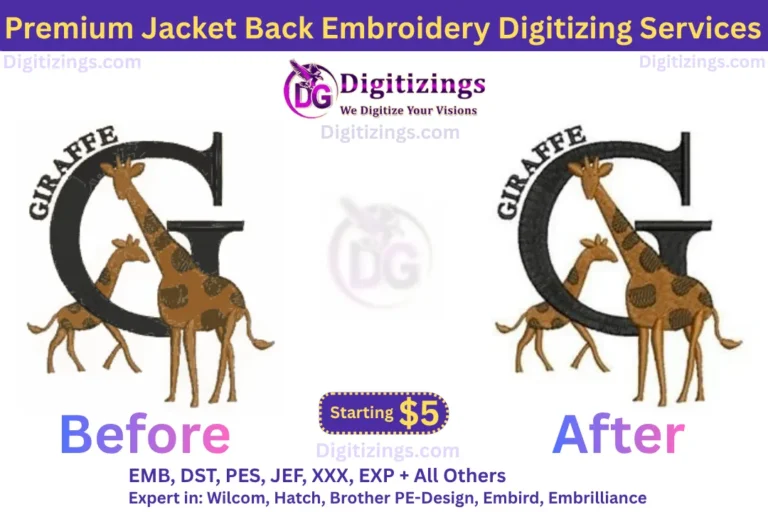 premium jacket back embroidery digitizing services