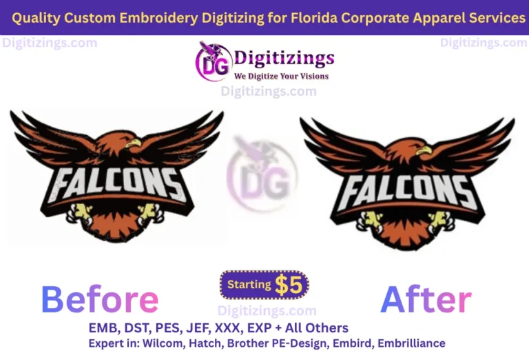 quality custom embroidery digitizing for florida corporate apparel services