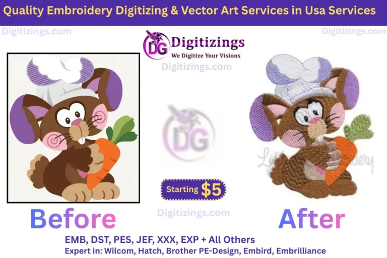quality embroidery digitizing & vector art services in usa services
