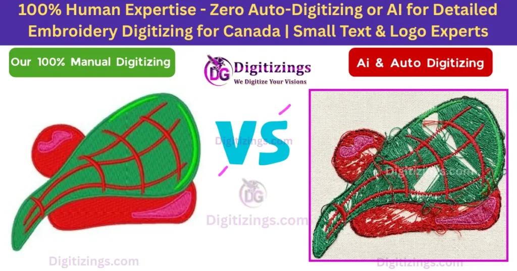 100% human expertise - zero auto-digitizing or ai for detailed embroidery digitizing for canada small text & logo experts
