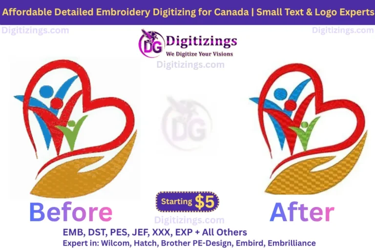 affordable detailed embroidery digitizing for canada small text & logo experts