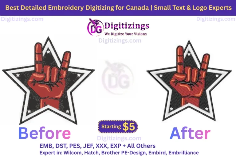 best detailed embroidery digitizing for canada small text & logo experts