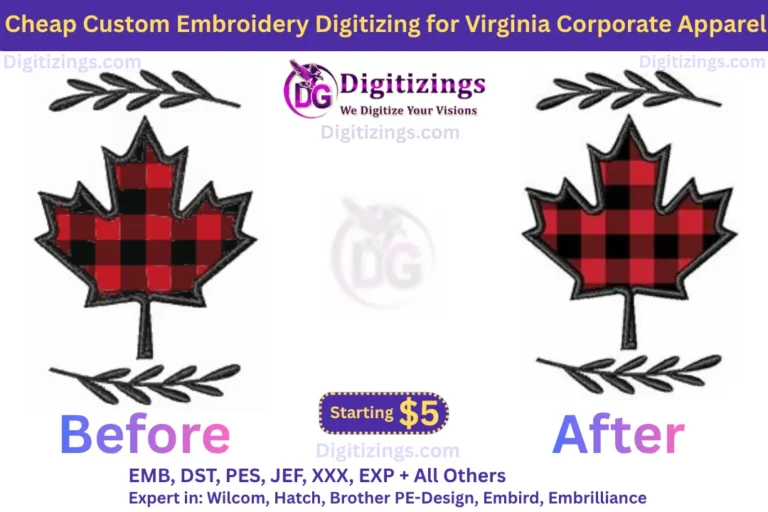 cheap custom embroidery digitizing for virginia corporate apparel