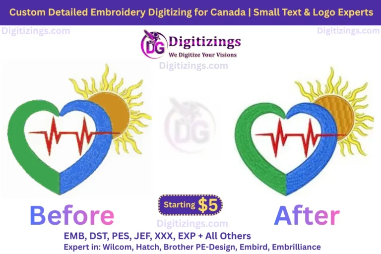 custom detailed embroidery digitizing for canada small text logo experts