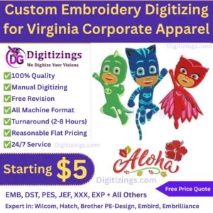 Custom Embroidery Digitizing for Virginia Corporate Apparel