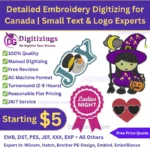 detailed embroidery digitizing for canada | small text & logo experts