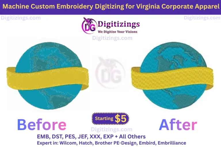 machine custom embroidery digitizing for virginia corporate apparel