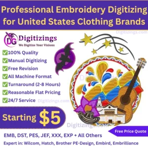 Professional Embroidery Digitizing for United States Clothing Brands