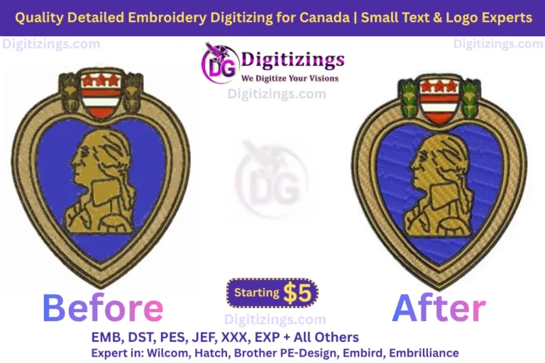quality detailed embroidery digitizing for canada small text logo experts