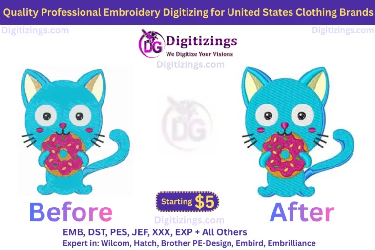 quality professional embroidery digitizing for united states clothing brands