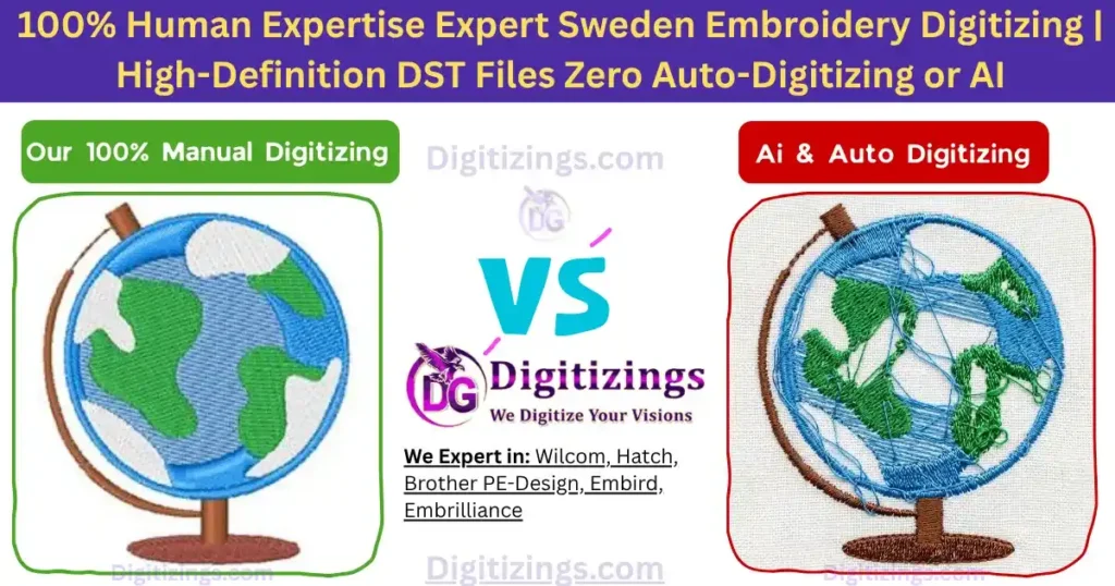 100% human expertise expert sweden embroidery digitizing high-definition dst files zero auto-digitizing or ai
