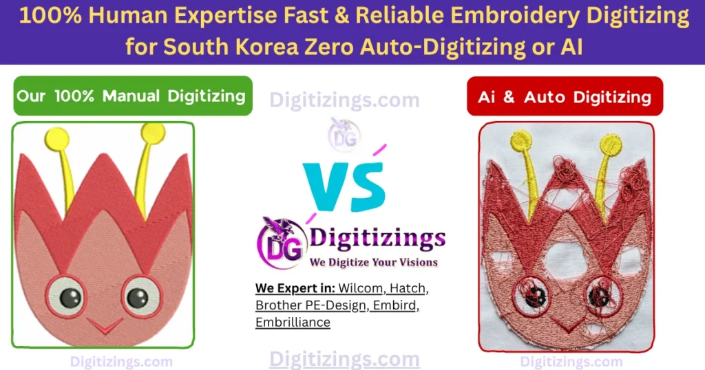 100% human expertise fast & reliable embroidery digitizing for south korea zero auto-digitizing or ai