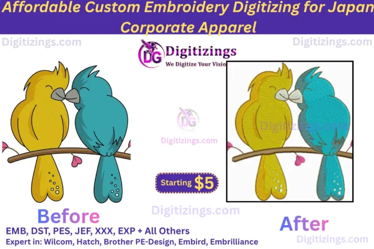 affordable custom embroidery digitizing for japan corporate apparel