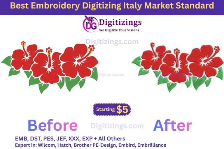 best embroidery digitizing italy market standard