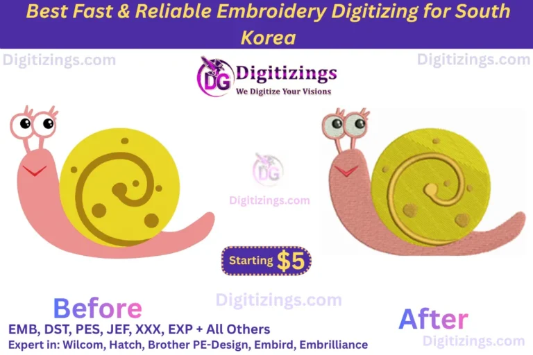 best fast & reliable embroidery digitizing for south korea