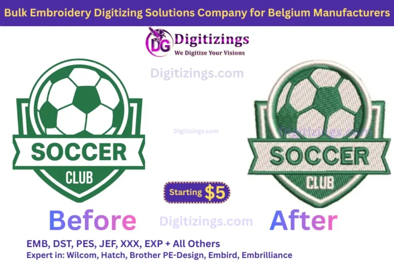bulk embroidery digitizing solutions company for belgium manufacturers