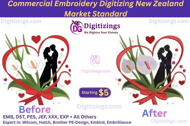 commercial embroidery digitizing new zealand market standard