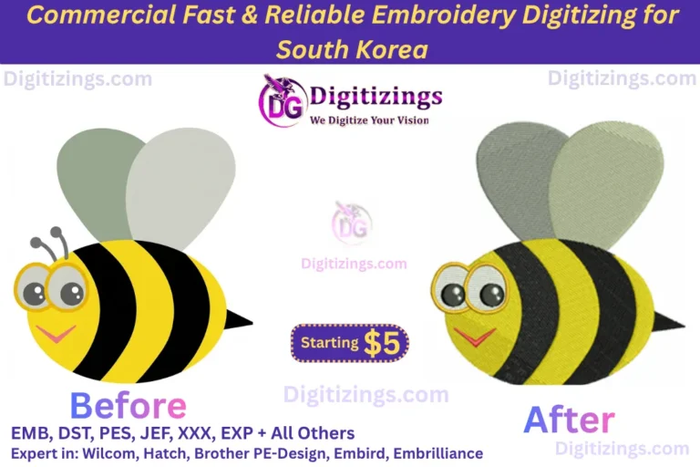 commercial fast & reliable embroidery digitizing for south korea