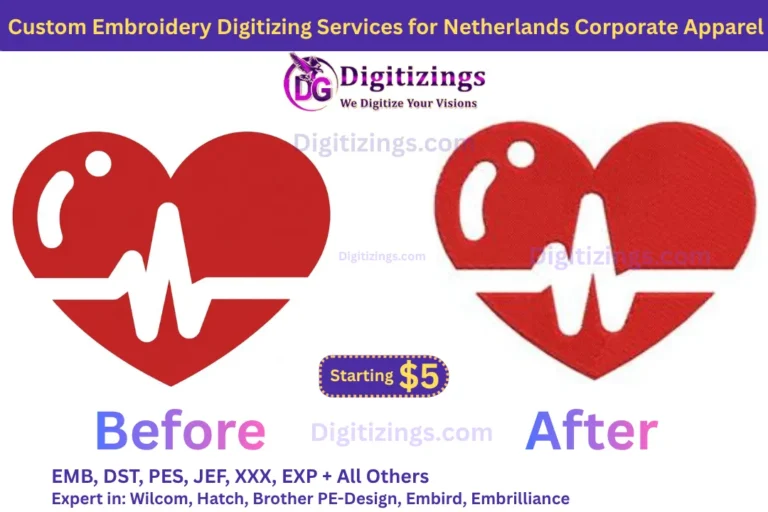 custom embroidery digitizing services for netherlands corporate apparel