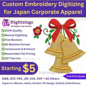 Custom Embroidery Digitizing for Japan Corporate Apparel