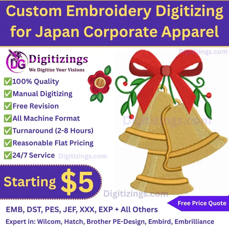 High-Quality Custom Embroidery Digitizing for Japan Corporate Apparel