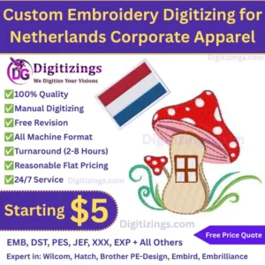 Custom Embroidery Digitizing for Netherlands Corporate Apparel