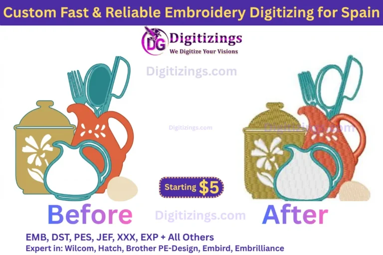 custom fast & reliable embroidery digitizing for spain