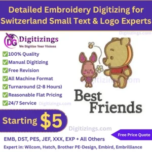Detailed Embroidery Digitizing for Switzerland Small Text & Logo Experts