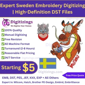 Expert Sweden Embroidery Digitizing High-Definition DST Files