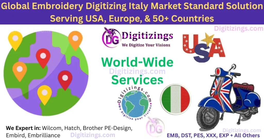 global embroidery digitizing italy market standard solution serving usa, europe, & 50+ countries