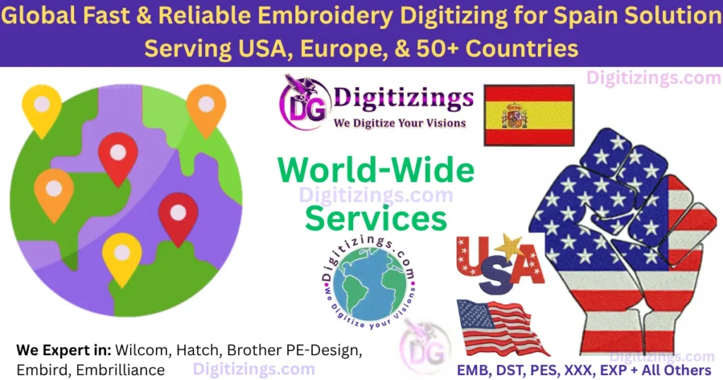 global fast & reliable embroidery digitizing for spain solution serving usa, europe, & 50+ countries