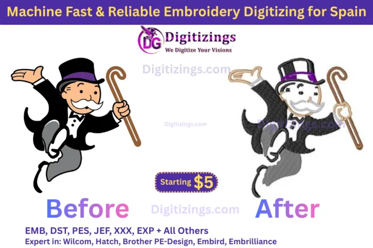 machine fast & reliable embroidery digitizing for spain