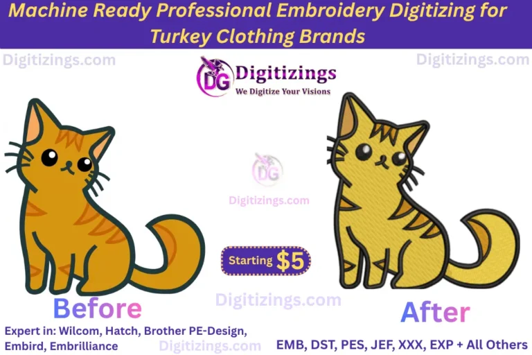 machine ready professional embroidery digitizing for turkey clothing brands