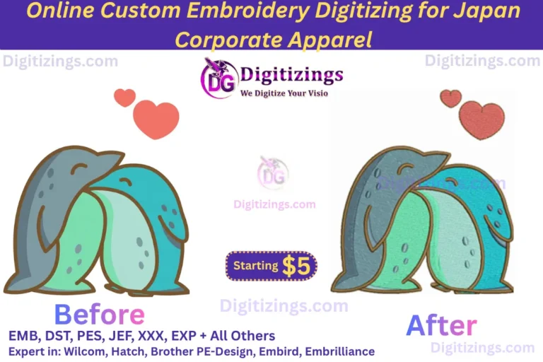 online custom embroidery digitizing for japan corporate apparel