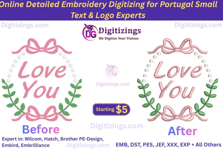 online detailed embroidery digitizing for portugal small text & logo experts