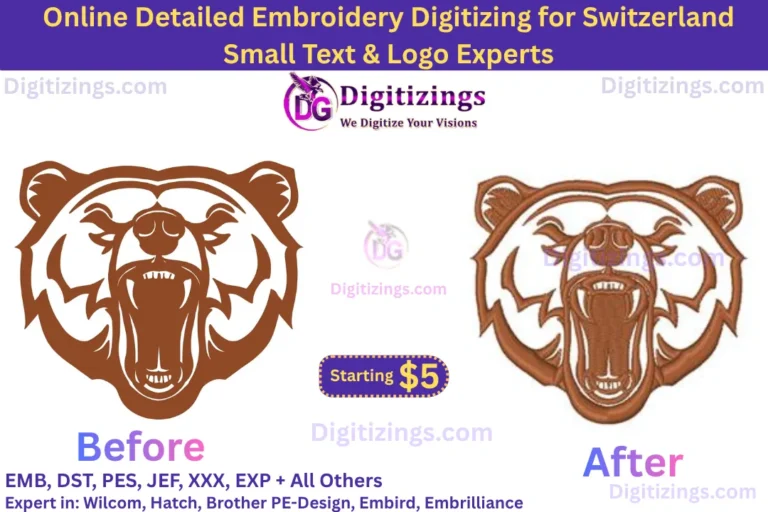 online detailed embroidery digitizing for switzerland small text & logo experts