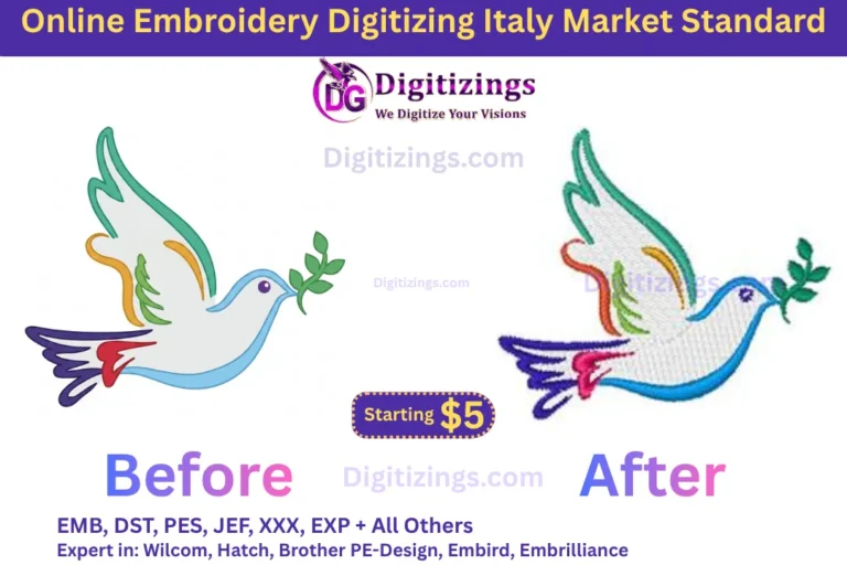 online embroidery digitizing italy market standard
