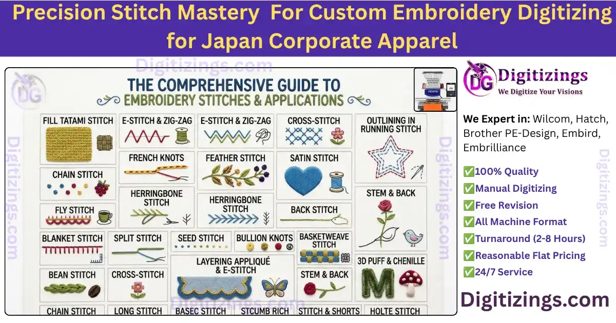precision stitch mastery for custom embroidery digitizing for japan corporate apparel