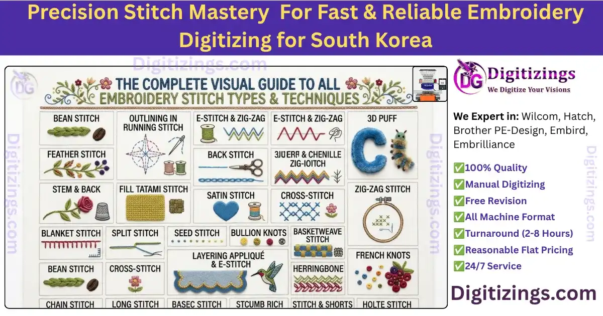 precision stitch mastery for fast & reliable embroidery digitizing for south korea