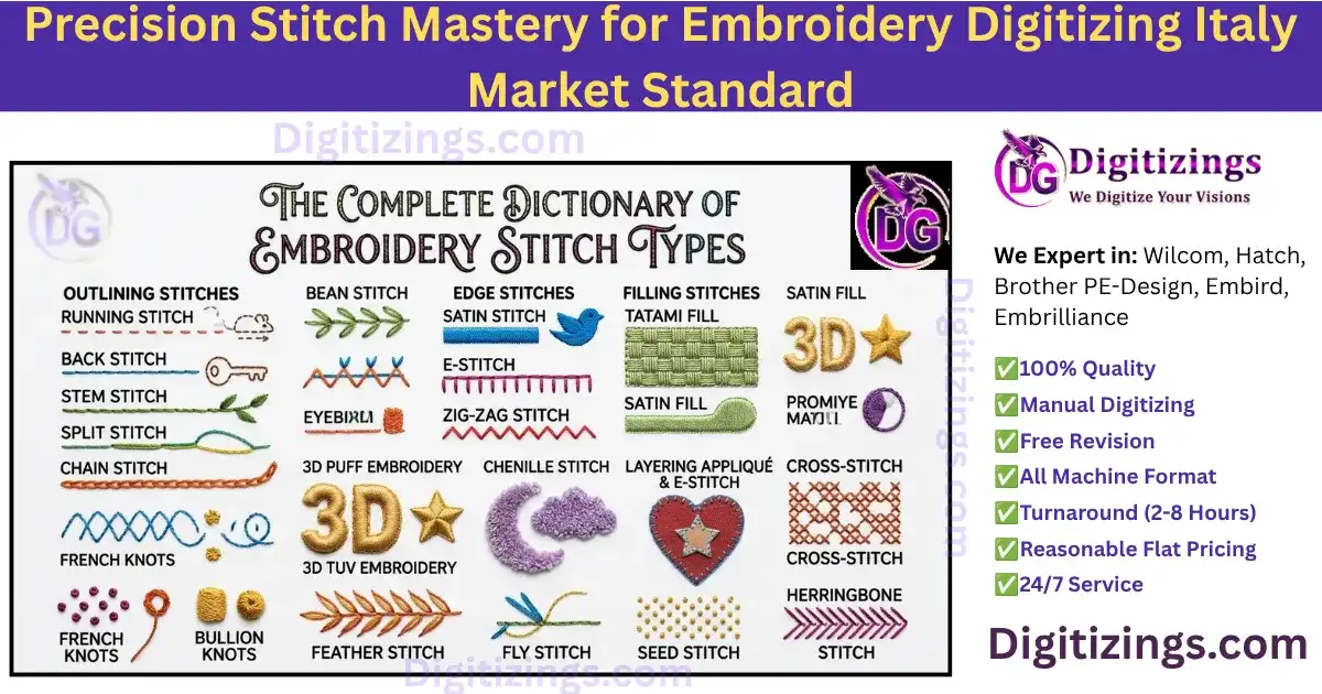 precision stitch mastery for embroidery digitizing italy market standard