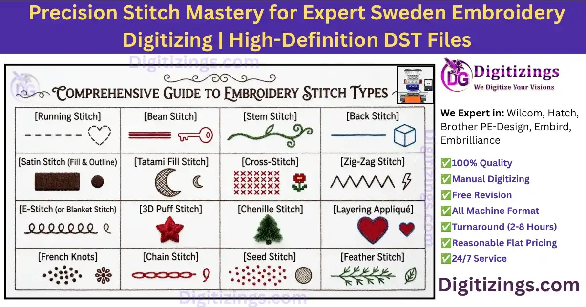 precision stitch mastery for expert sweden embroidery digitizing high-definition dst files
