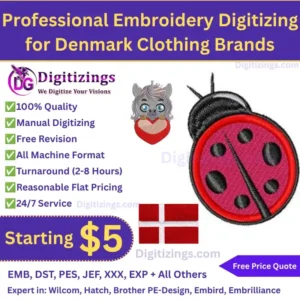 Professional Embroidery Digitizing for Denmark Clothing Brands