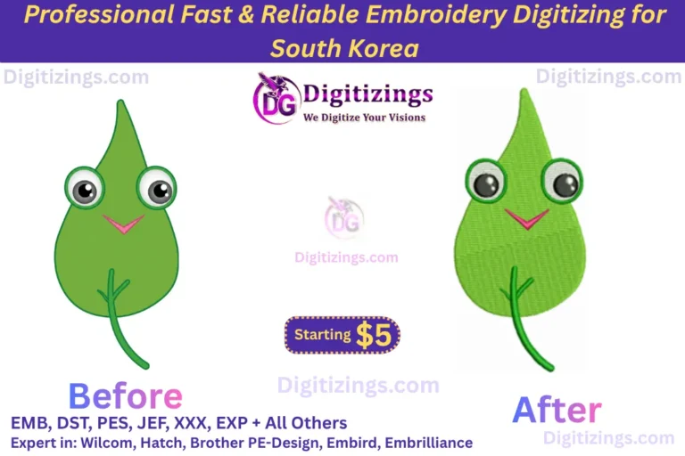 professional fast & reliable embroidery digitizing for south korea