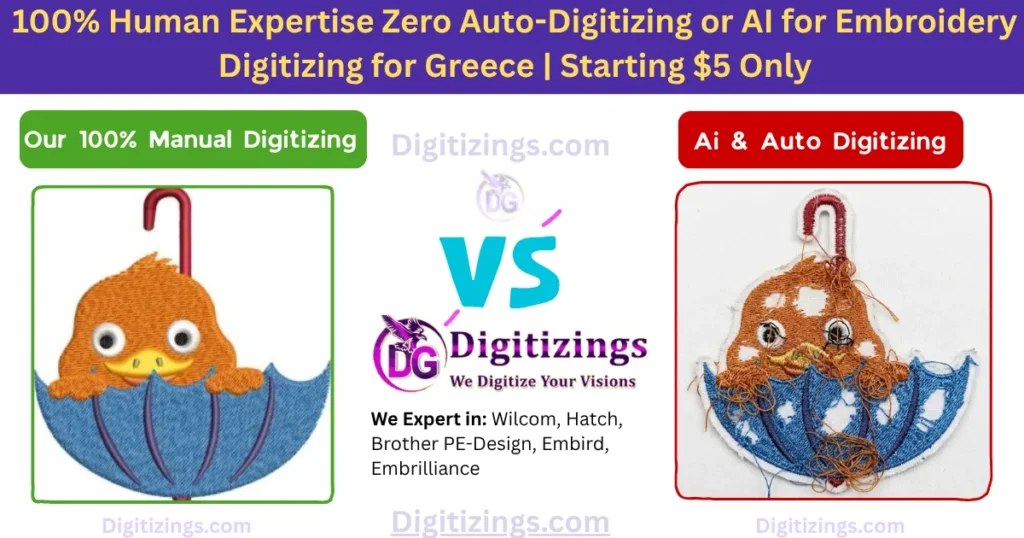 100% human expertise zero auto-digitizing or ai for embroidery digitizing for greece starting $5 only