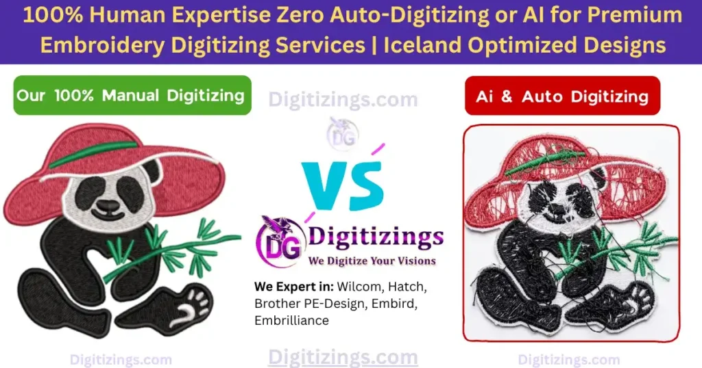 100% human expertise zero auto-digitizing or ai for premium embroidery digitizing services iceland optimized designs