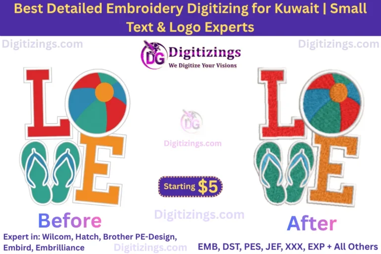 best detailed embroidery digitizing for kuwait small text & logo experts