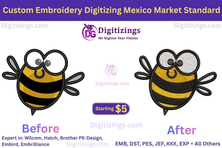 custom embroidery digitizing mexico market standard