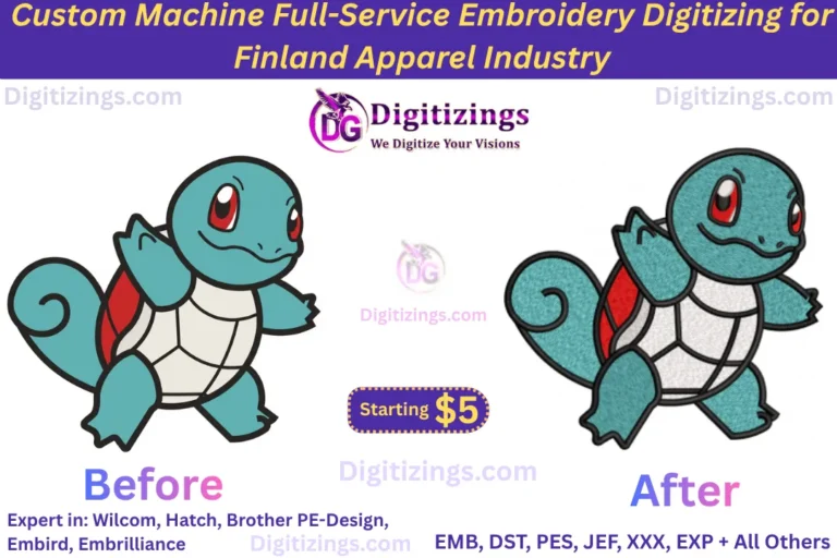 custom machine full-service embroidery digitizing for finland apparel industry