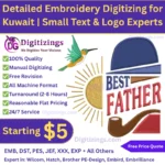 detailed embroidery digitizing for kuwait small text & logo experts
