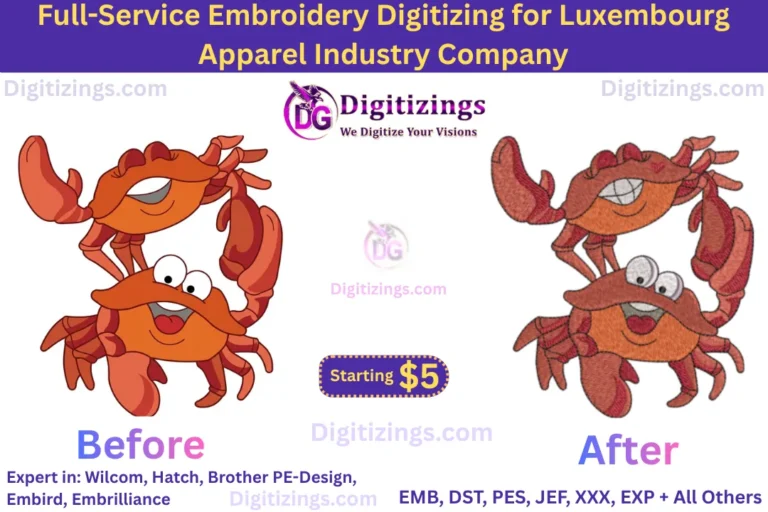 full-service embroidery digitizing for luxembourg apparel industry company